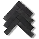 Zwarte herringbone leisteen coaster set in Umbria stijl, 7,5x30,5x2,5cm