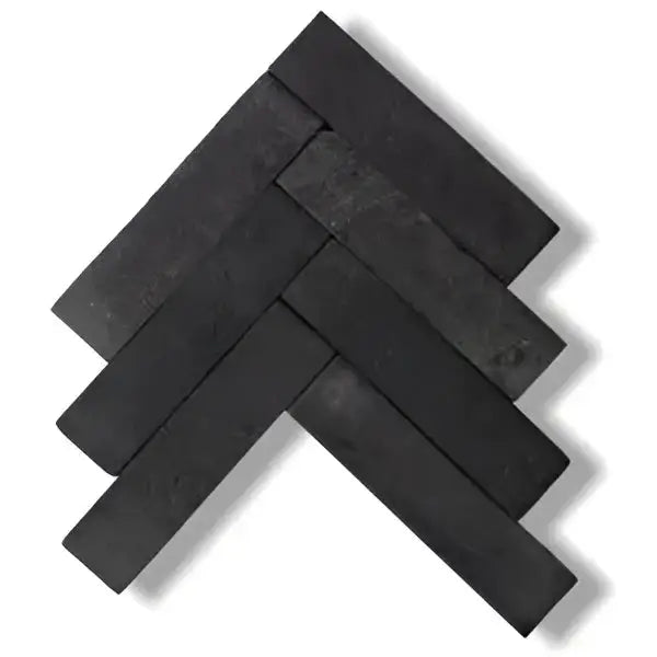 Zwarte herringbone leisteen coaster set in Umbria stijl, 7,5x30,5x2,5cm