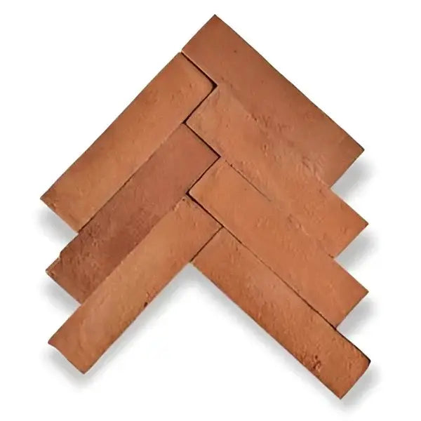 Terracotta Umbria rechthoekige tegels in hoekpatroon, 7,5x30,5x2,5cm