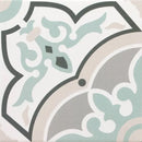 Decorative tile in mint green, gray, and white floral design from Urban Decor Alba 20x20