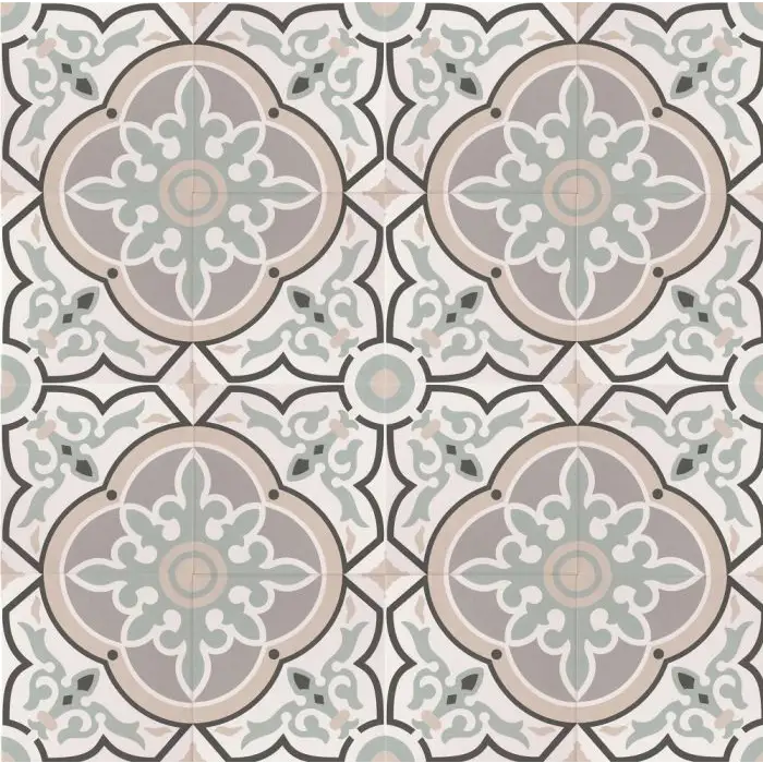 Decoratieve tegelpatroon met quatrefoils in grijs, wit en blush roze van Urban Decor Alba 20x20