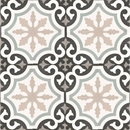 Decoratieve tegelpatroon met beige bloemensterren en zwarte motieven voor Urban Decor Carlin