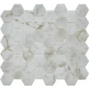 Val10M Bianco Marble print matt met witte hexagonale marmeren mozaïek tegels met grijze en gouden aders