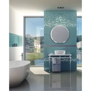 Moderne badkamer met VAL125 Turquoise Matt Glossy wastafel en ronde spiegel