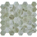 Groene en witte variëteit hexagonale mozaïektegels met val50m verde marble print matt