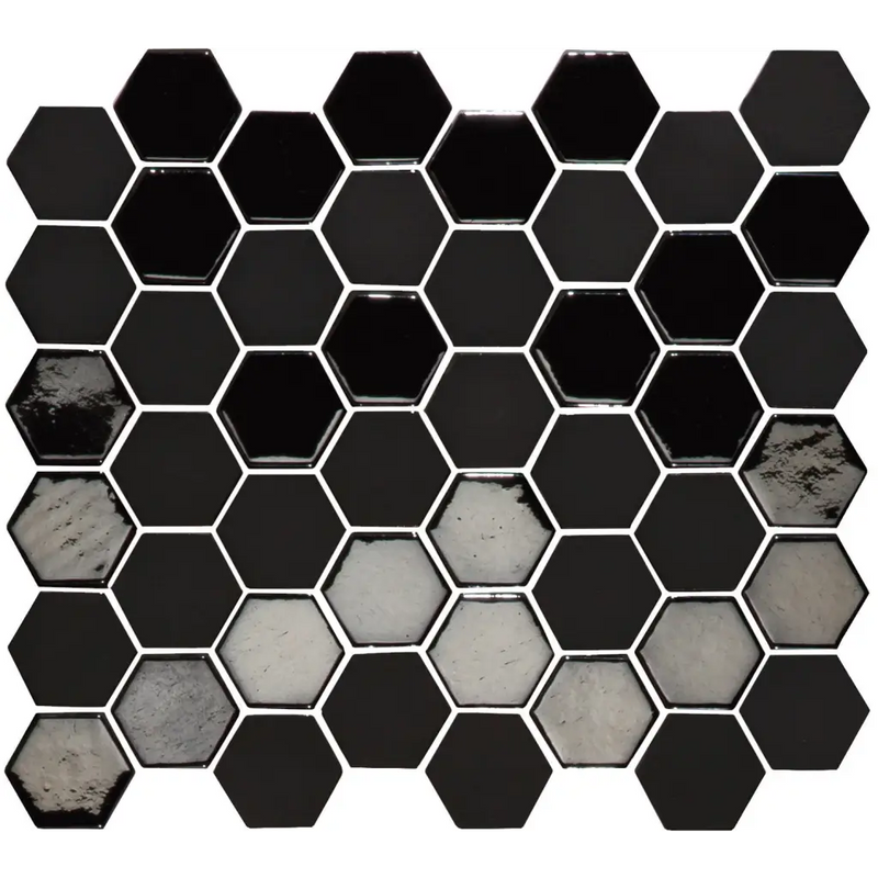 Zwart en grijs hexagonaal mozaïekpatroon van VAL920 Black Matt Glossy vloertegels