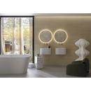 Moderne witte vrijstaande badkuip met ronde randen in Valkiria Oak Esir wandtegel