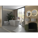 Freestanding witte ovale bathtub met gebogen zijkanten bij Valkiria Oak Esir