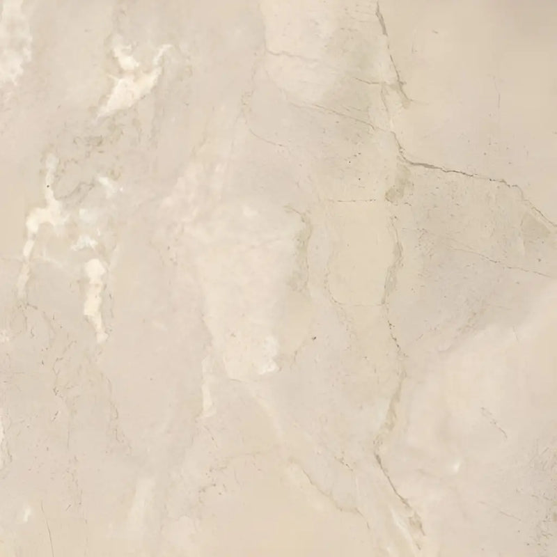 Beige marble with white veining and cracks on Velvet Almond 60x60 rett tile