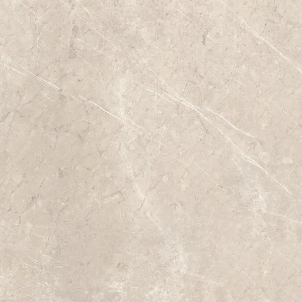 Beige marble surface with diagonal veining patterns on Velvet Almond 80x80 rett