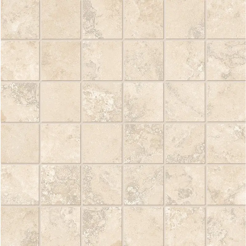 Beige marmeren mozaïek met subtiele aders, Vento Del Sud Beige mozaiek 5x5 op net