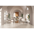 Minimalistische woonkamer met witte bekleding en Vento Del Sud Bianco 30x60 rett details