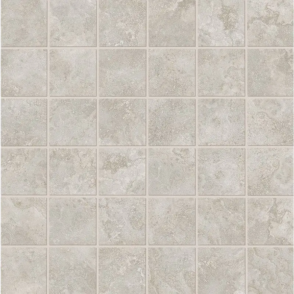 Vierkante beige keramische tegels met textuur, Vento Del Sud Grigio mozaiek 5x5