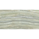 Een gladde venus jade marmerlook zijdeglans tegel met vloeiende groene en crèmewitte banden 59,5x119,2 cm
