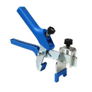 Blauwe verstelbare levelling systeem tang met metalen klemmen voor perfect gladde tegels