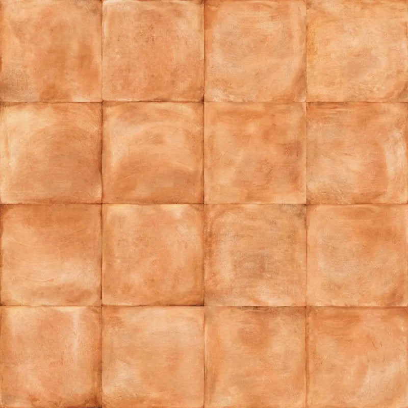 Terracottategels in vierkant patroon van Verweerd Bruin Perkamentpapier Laverton Collectie