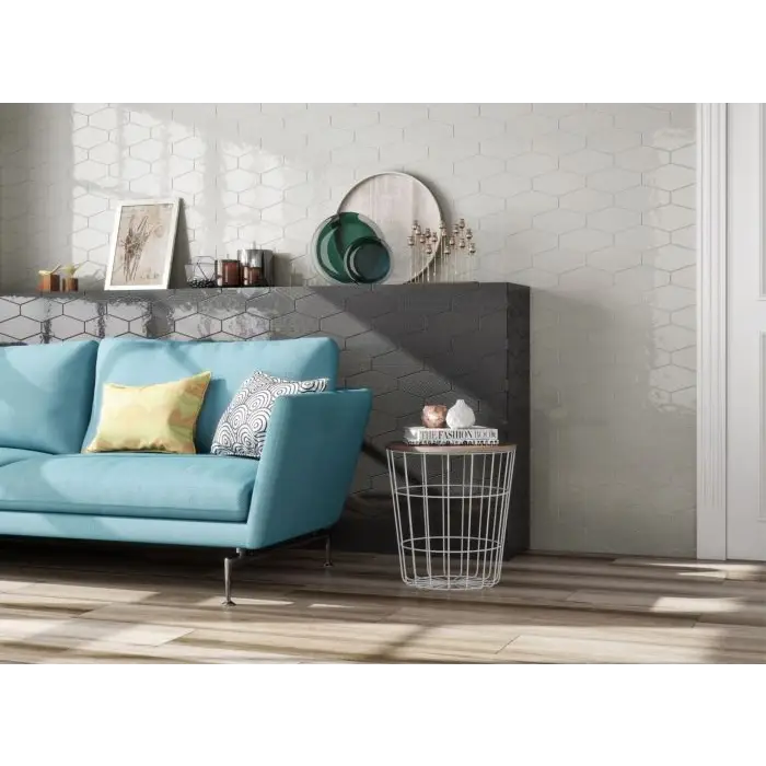 Turquoise moderne sofa met decoratieve kussens, ideaal voor de Viena Graphite 10x20