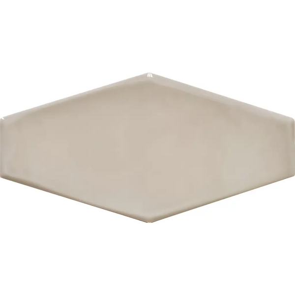 Diamantvormige beige keramische tegel met afgeschuinde randen, Viena Pearl 10x20