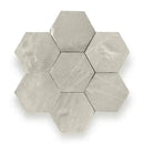 Zelliges Alhambra Hexagone 29 Ivoire zilveren mozaïektegels met hammered textuur