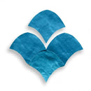 Blauwe papieren bladwijzer met golvend visgraatdesign in Zelliges Alhambra Bleu Pacific