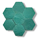 Teal Zelliges Alhambra Hexagone 17 Vert Ocean hexagonale mozaïektegels voor patio