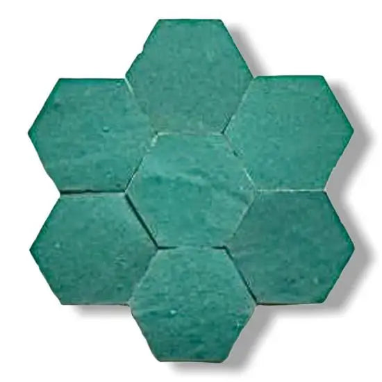 Teal Zelliges Alhambra Hexagone 17 Vert Ocean hexagonale mozaïektegels voor patio