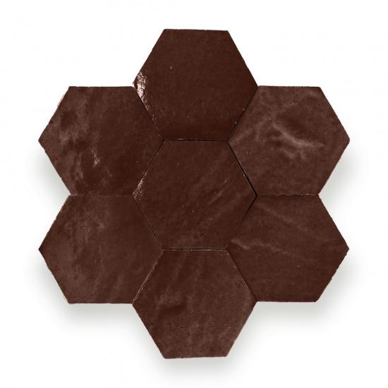 Zelliges Alhambra Alhambra Hexagone 34 Chocolat
