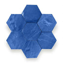 Zelliges Alhambra Hexagone 16 Bleu Hollandaise blauwe hexagonen coasters met marmertextuur