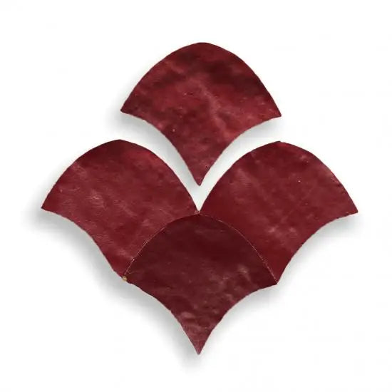 Maroon leer hartvormige portemonnee ketting met Zelliges Alhambra visgraat rouge medaillon