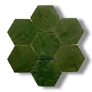 Groene hexagonale Zelliges Alhambra mozaïekwandkunst in Vert Bouteille