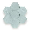 Lichte blauwe geglazuurde Zelliges Alhambra Hexagone 37 Pastice tegels