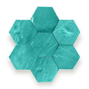 Turquoise hexagonale mozaïek tegel onderzetter set met marmertextuur Zelliges Alhambra