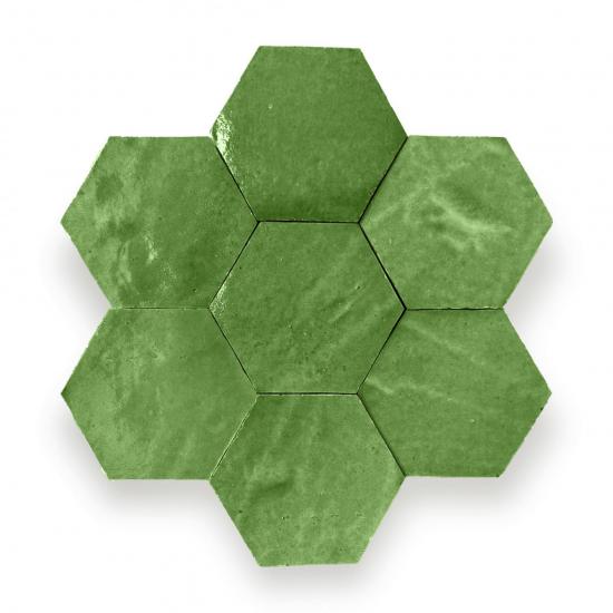 Zelliges Alhambra Alhambra Hexagone 14 Vert Printemps