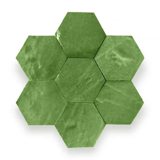 Zelliges Alhambra Alhambra Hexagone 14 Vert Printemps