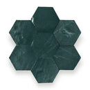 Zelliges Alhambra Alhambra Hexagone 45 Vert Fonce coaster set in dark green hex mosaics