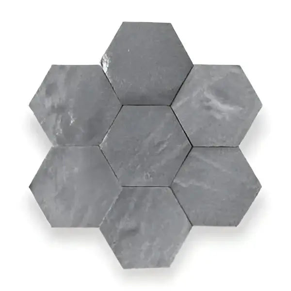 Hexagonale grijze marmer mozaïektegels Zelliges Alhambra Alhambra Hexagone 63 Gris Souris met glanzende afwerking
