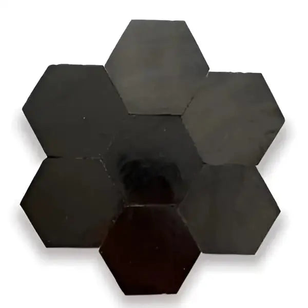 Zelliges Alhambra Bejmat Noir Matt hexagonaal zwart rubber gewichten