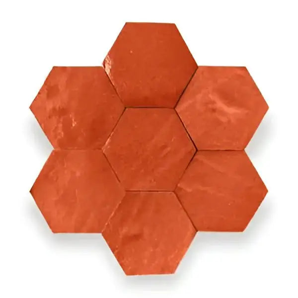Terracotta Zelliges Alhambra Hexagone 74 Orange hexagonale mozaïek tegels coasters