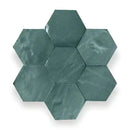 Groene Alhambra Hexagone 68 Olive zelliges coaster met marmertextuur