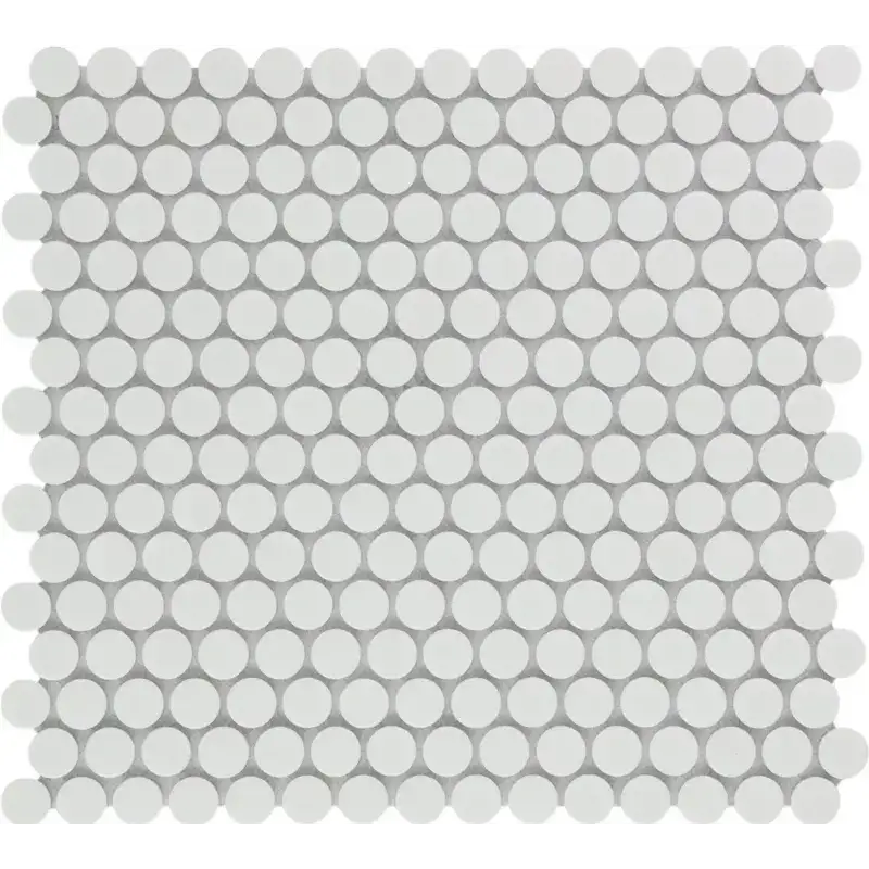 VKN140 Wit Mat wandtegels glans zwart, rond matte witte mozaïek tegels