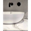 Moderne ovaalvormige witte wastafel met matte afwerking van VKN450 blauwgrijs