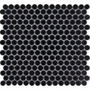 Zwarte ronde penny tegelmozaïek in uniforme grid, VKN915 Black Glossy