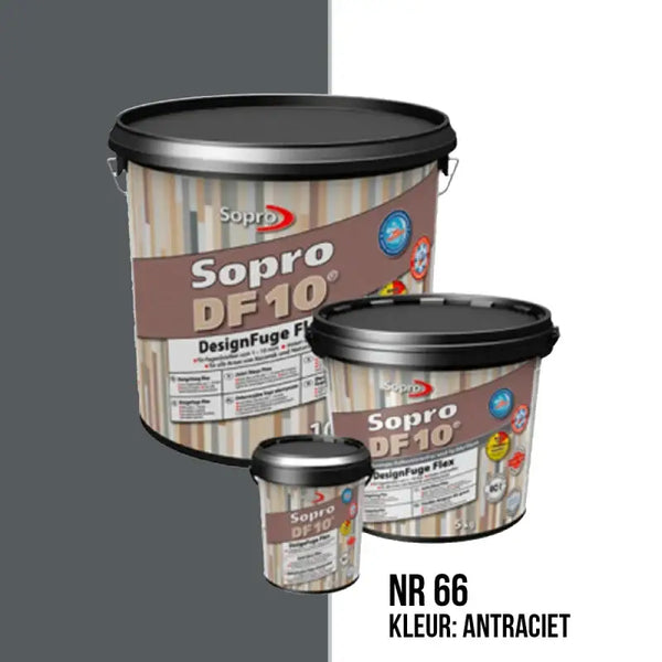 Sopro DF 10 voegmortel in flexibel antraciet voor vloertegels, 1 kg container