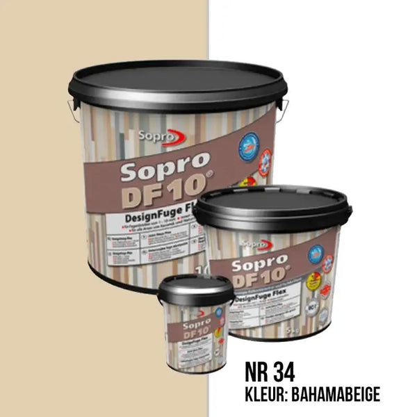 Sopro DF 10 voegmortel flexibel bahamabeige nr. 34 voor vloertegels in 1kg container