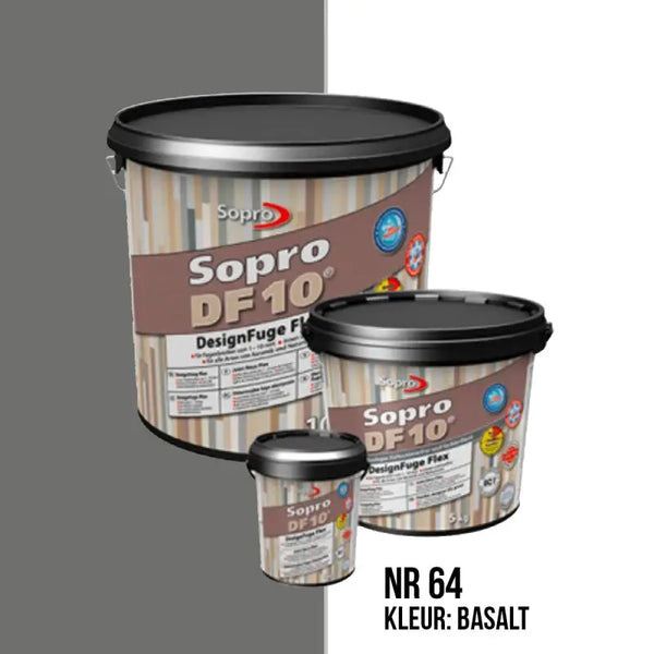 Sopro DF 10 voegmortel in basalt kleur, perfect voor flexibel basalt vloertegels