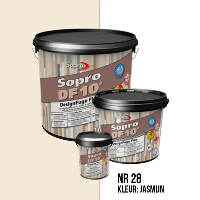 Containers van Voegmortel Sopro DF10 Flexibel Jasmijn voor vloertegels 1kg