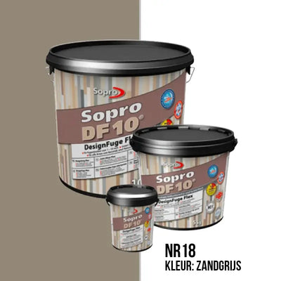 Sopro DF10 voegmortel in flexibel zandgrijs voor vloertegels, 5kg verpakking