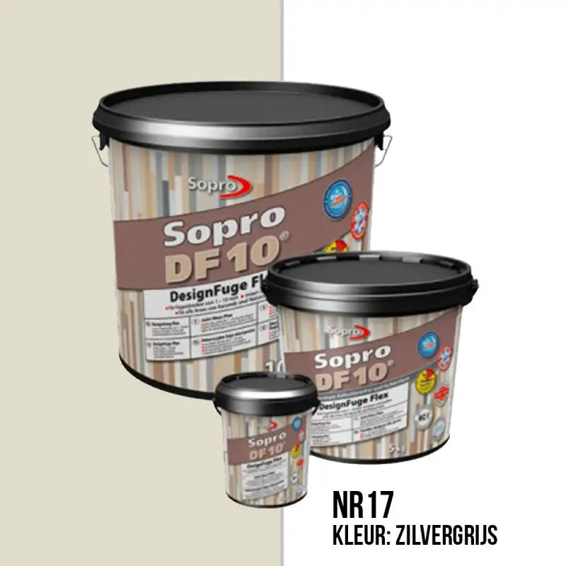 Sopro DF10 voegmortel flexibel zilvergrijs nr. 17 voor vloertegels, 5kg verpakking