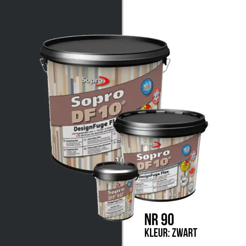 Zwarte Sopro DF10 voegencontainers voor Voegmortel Sopro DF 10 Flexibel zwart nr. 90 5kg