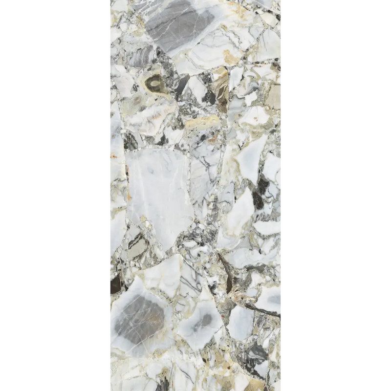 Abstract marmeren patroon met grijs, wit en beige in White Beauty gepolijst 120x280 rett